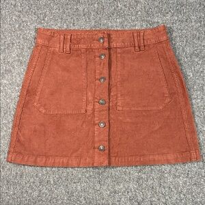 Rust Button-Front Women's Skirt
